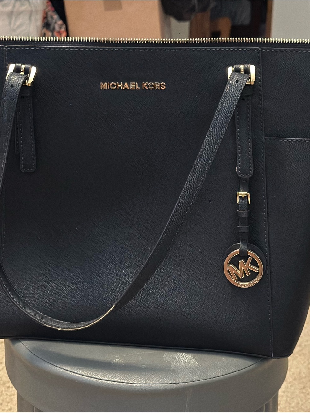 Michael Kors Black Tote with Gold MK Charm